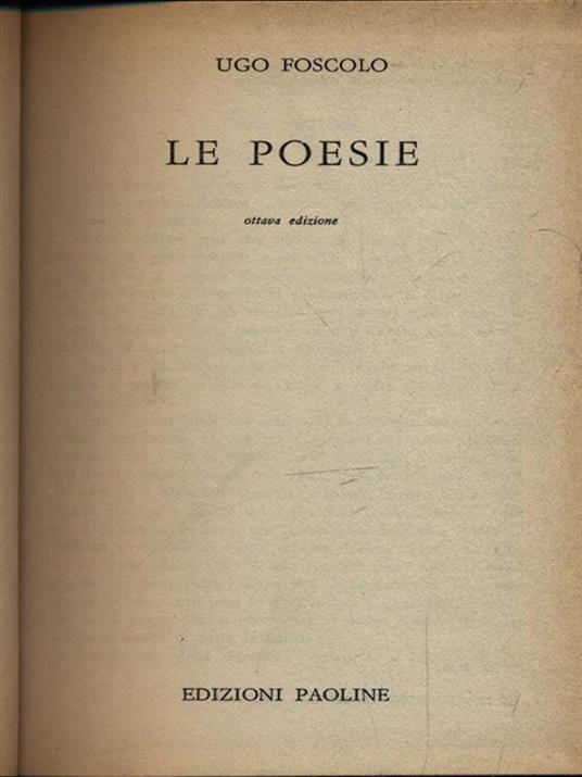 Le poesie - Ugo Foscolo - copertina