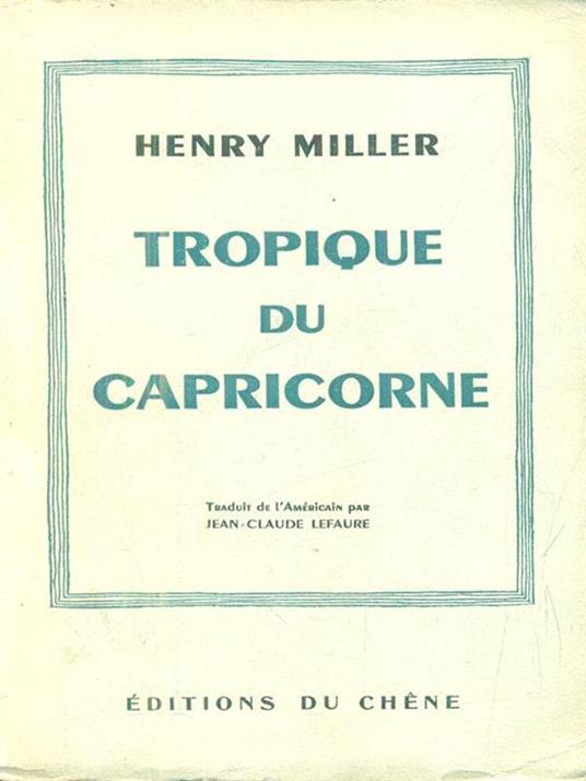 Tropique du capricorne - Henry Miller - copertina