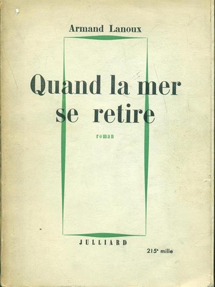 Quand la mer se retire - Armand Lanoux - copertina