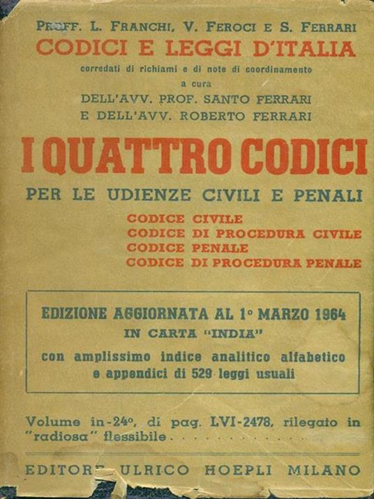 I quattro codici per le udienze civili e penali - Luigi Franchi - copertina