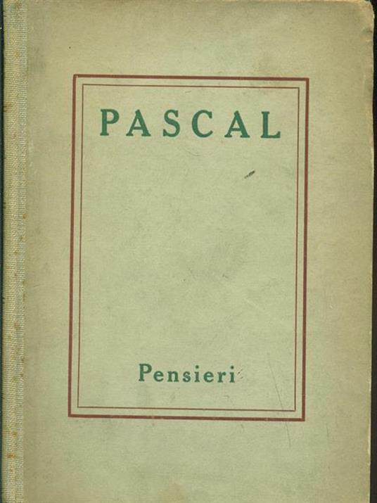 Pensieri - Blaise Pascal - copertina