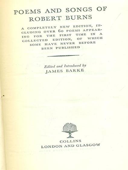 Poems and songs of Robert Burns - James Barke - copertina