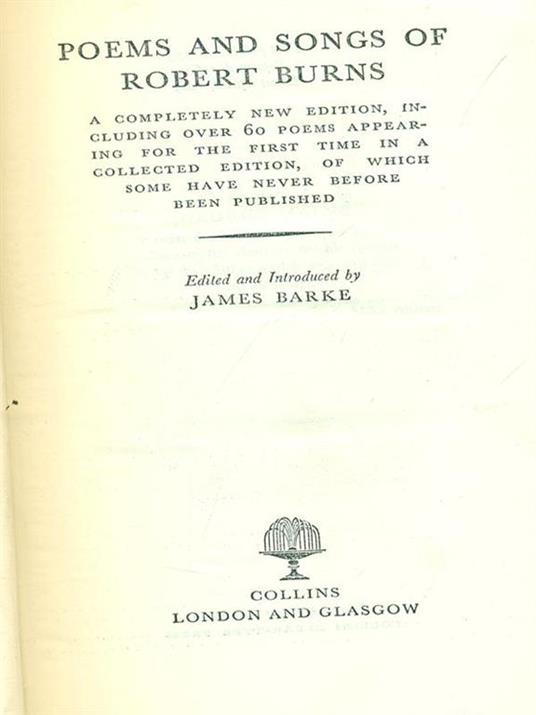 Poems and songs of Robert Burns - James Barke - copertina