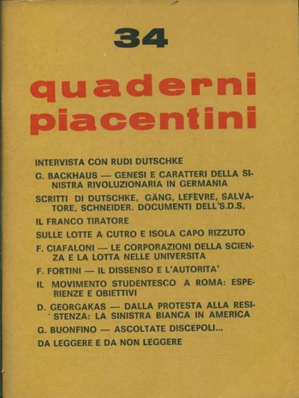 Quaderni piacentini n.34/1968 - copertina