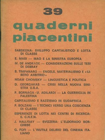 Quaderni Piacentini n. 39/1969 - copertina
