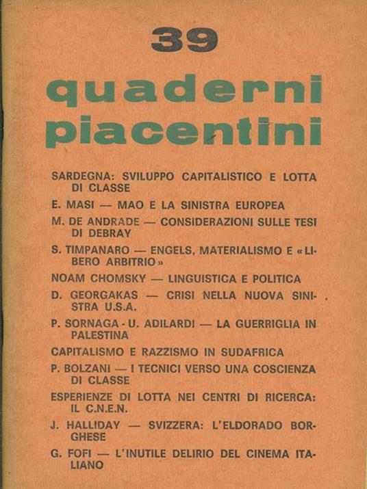 Quaderni Piacentini n. 39/1969 - copertina