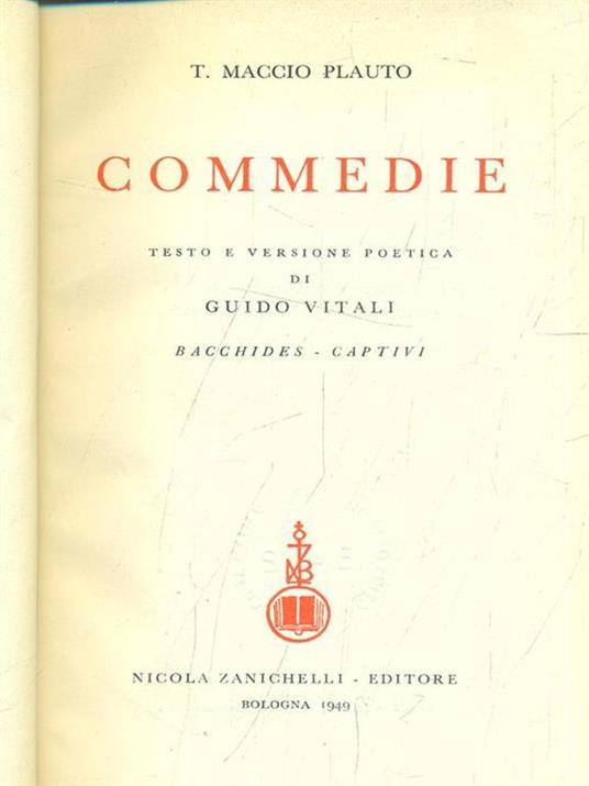 Commedie Vol. 2 - T. Maccio Plauto - copertina