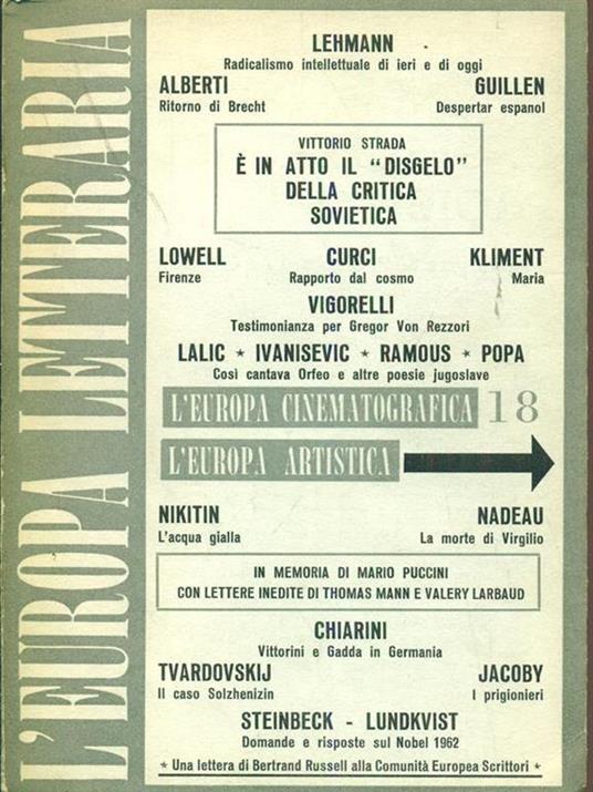 L' Europa letteraria 18 - copertina