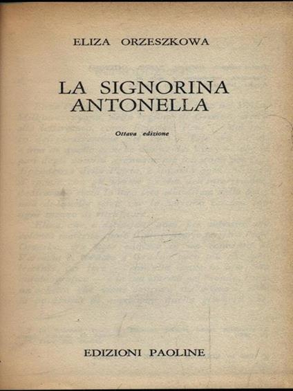 La signorina Antonella - Eliza Orzeszkowa - copertina