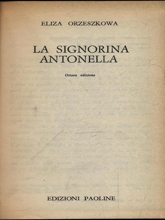 La signorina Antonella - Eliza Orzeszkowa - copertina