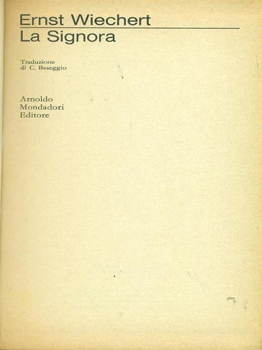 La signora - Ernst Wiechert - copertina