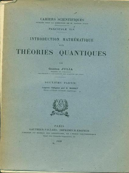 Introduction mathematique aux théories quantiques - copertina