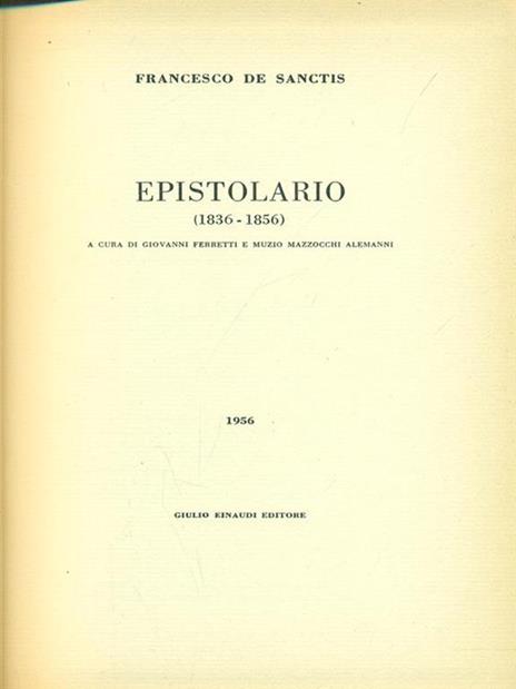 Epistolario (1836-1856) - Francesco De Sanctis - copertina