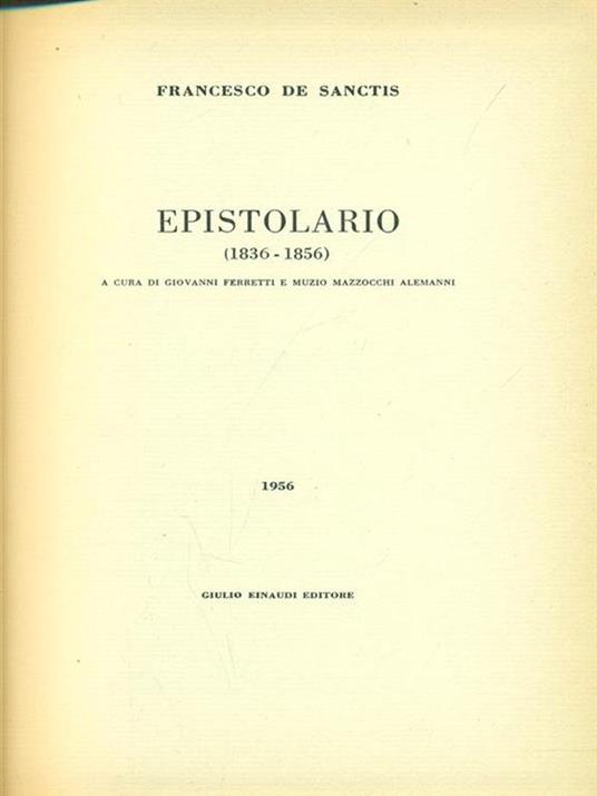 Epistolario (1836-1856) - Francesco De Sanctis - copertina