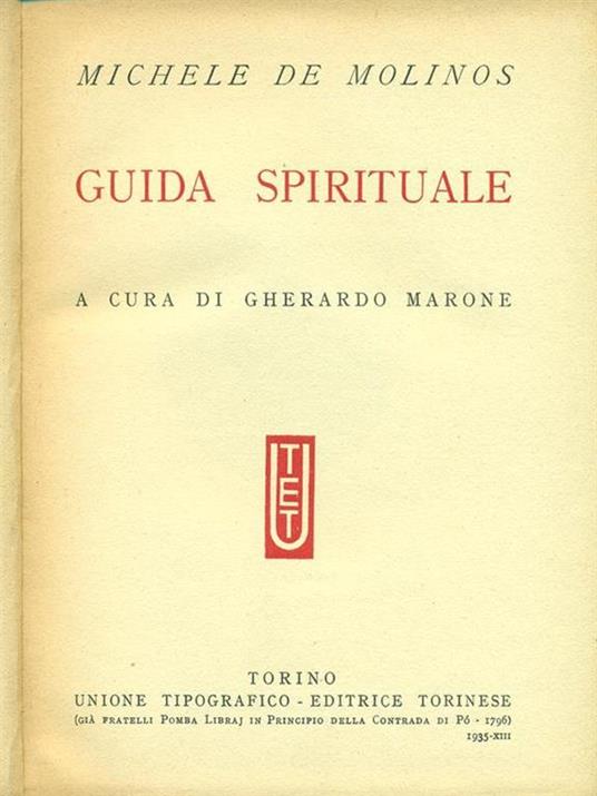 Guida spirituale - Michele De Molinos - copertina