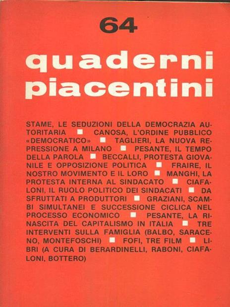 Quaderni piacentini 64 - copertina