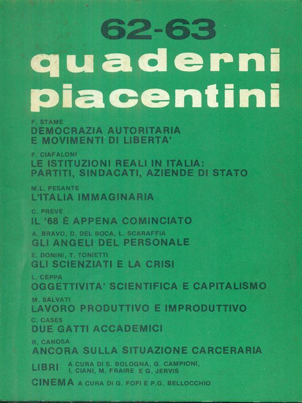 Quaderni piacentini 62-63