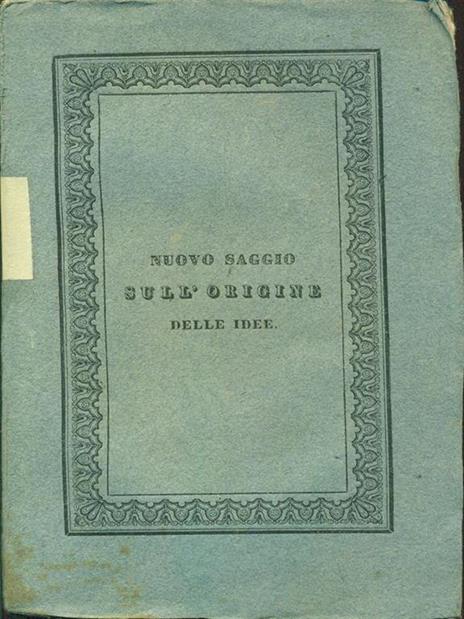 Nuovo saggio sull'origine delle idee vol I - copertina