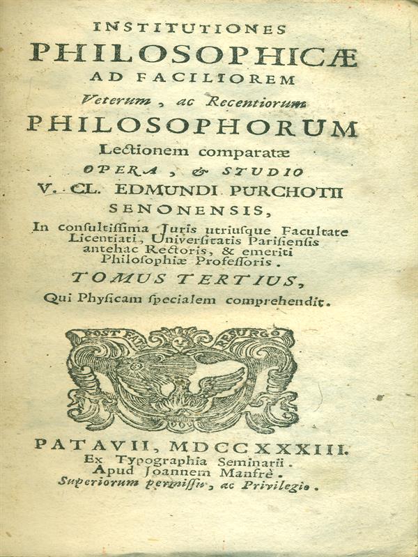 Institutiones philosophicae ad faciliorem Tomo III