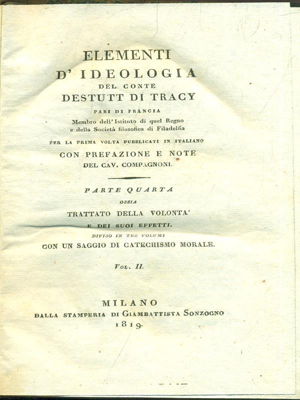 Elementi d'ideologia. Vol. II/Della volontà. Parte Quarta