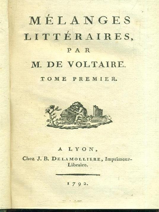 Melanges litteraires Vol. 1-2-3-4 - Voltaire - copertina