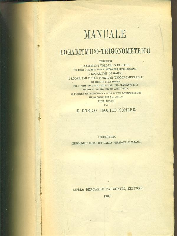 Manuale logaritmico -trigonometrico