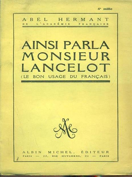 Ainsi parla monsieur Lancelot - Abel Hermant - copertina