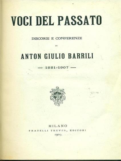Voci del passato - Anton G. Barrili - copertina