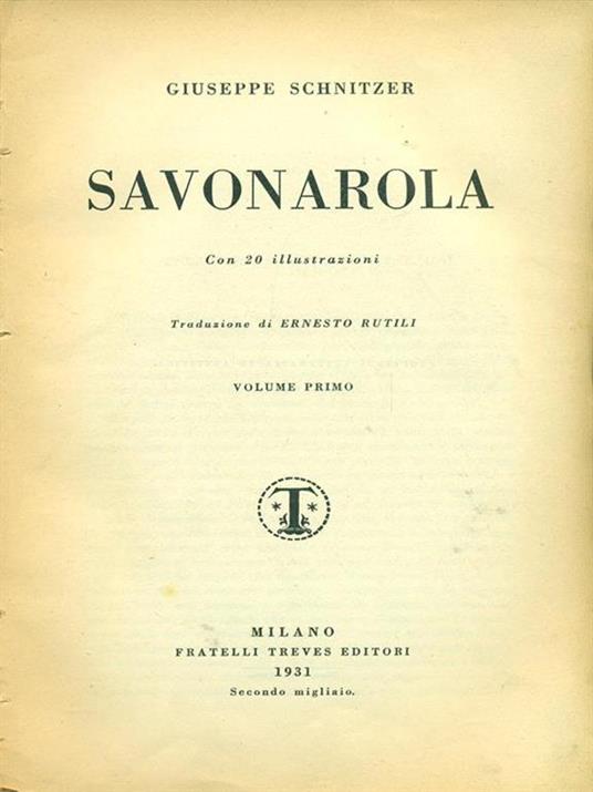Savonarola. Vol. I-II - copertina