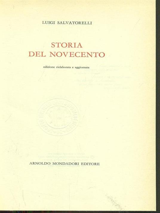 Storia del Novecento - Luigi Salvatorelli - copertina