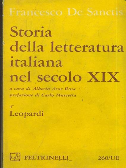 Storia della letteratura italiana nel secolo XIX. vol. 4 - Francesco De Sanctis - copertina