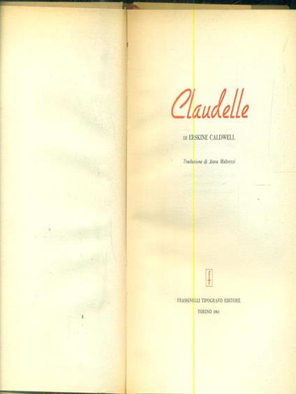 Claudelle - Erskine Caldwell - copertina
