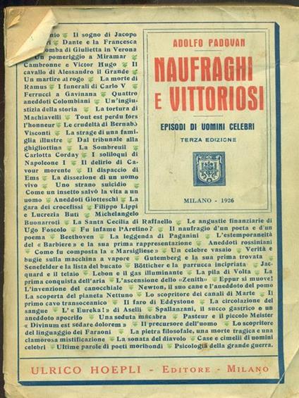 Naufraghi vittoriosi - Adolfo Padovan - copertina
