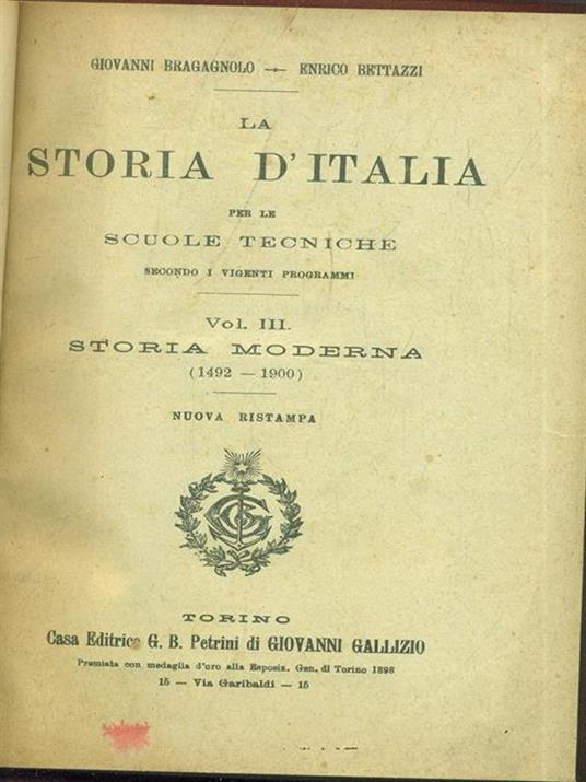 La storia d'Italia. Vol. III - copertina