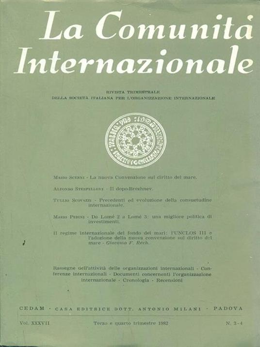 La Comunita internazionale. Vol. XXXVII. N3-4 - copertina