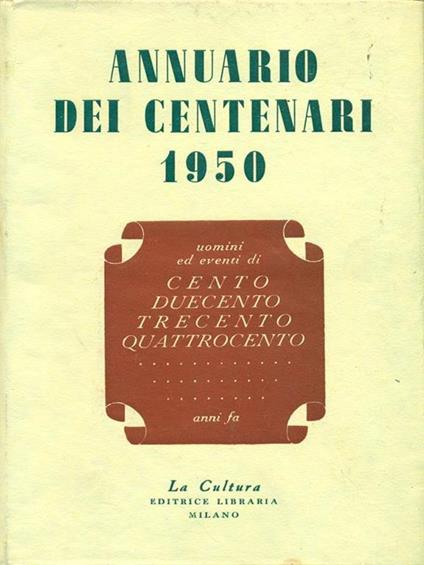 Annuario dei centenari 1950 - copertina