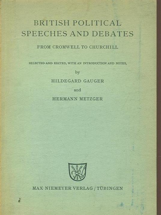 British political speeches and debates - copertina