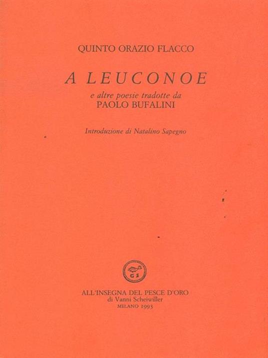 A Leuconoe e altre poesie - Quinto Orazio Flacco - copertina