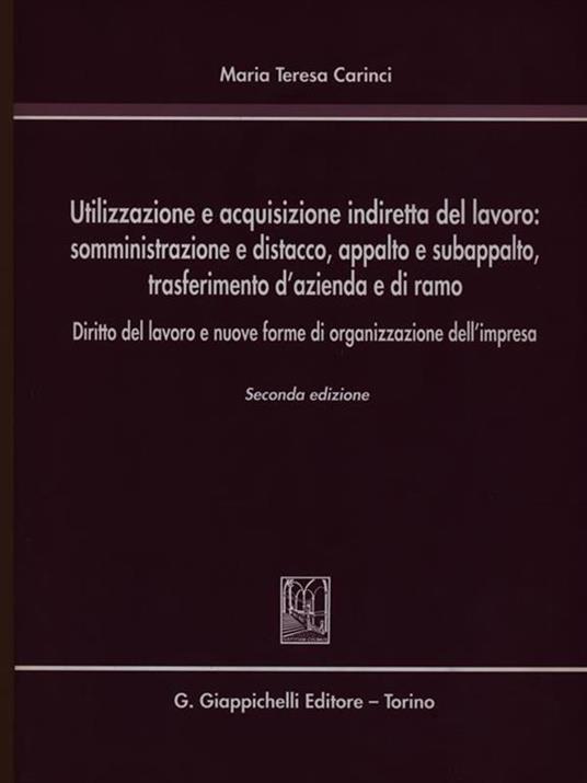 Utilizzazione e acquisizione diretta del lavoro seconda edizione - Maria Tereas Carinci - copertina