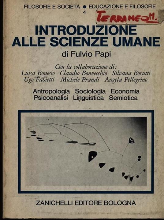Introduzione alle scienze umane - Fulvio Papi - copertina