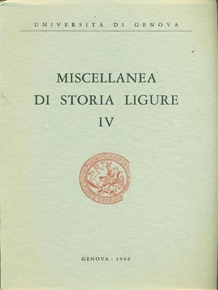 Miscellanea di storia ligure IV - copertina