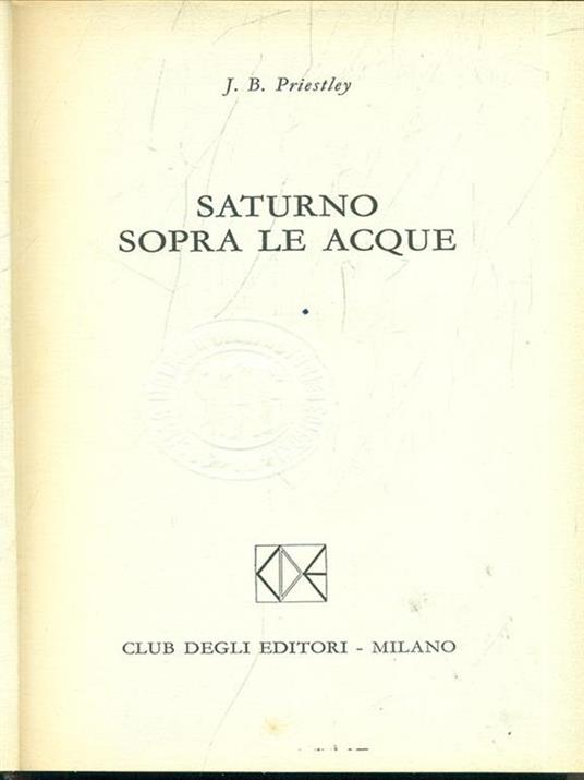 Saturno sopra le acque - copertina