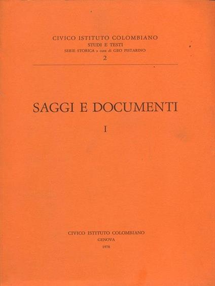 Saggi e documenti I - copertina