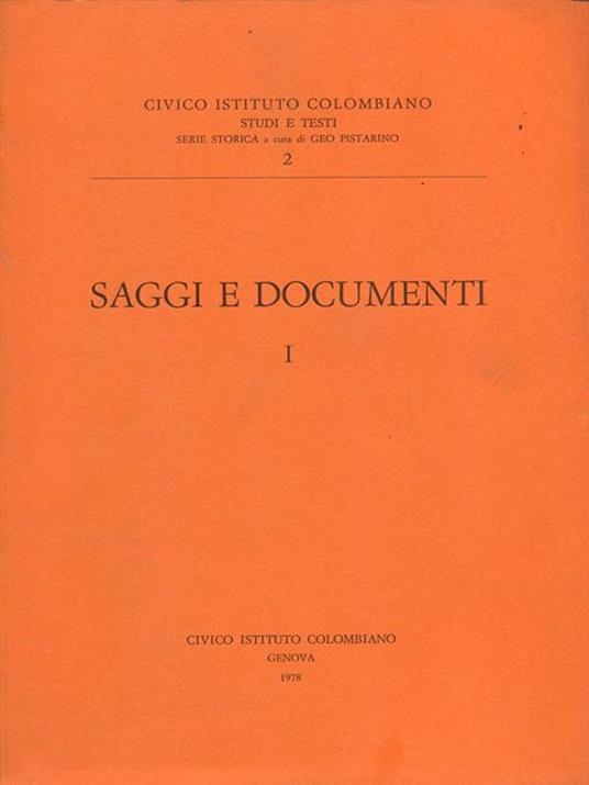 Saggi e documenti I - copertina