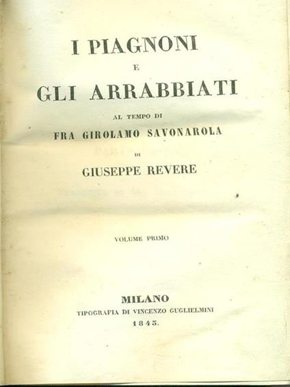 I piagnoni e gli arrabbiati. Vol. 1 - copertina