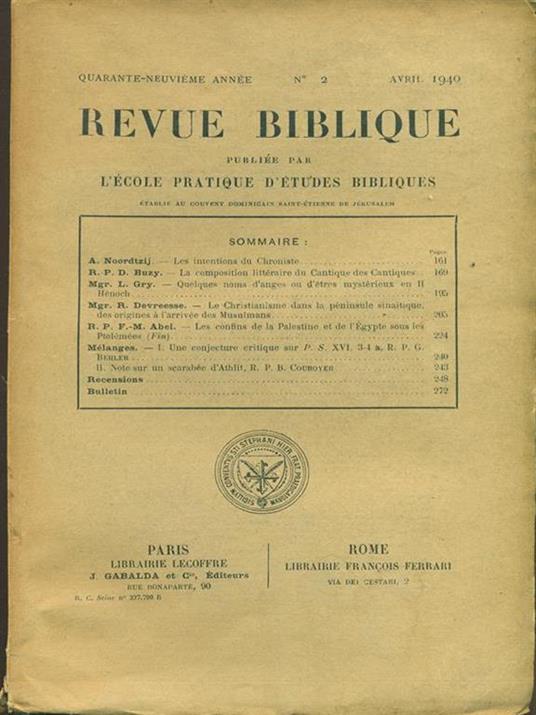 Revue Biblioque n. 2 / Avril 1940 - copertina