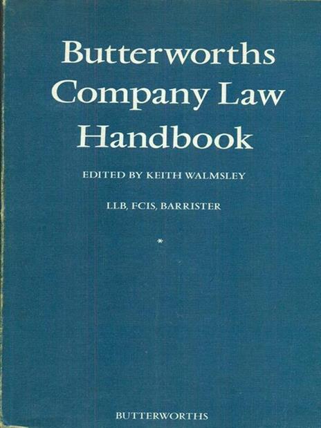 Butterworths company law handbook - Keith Walmsley - copertina