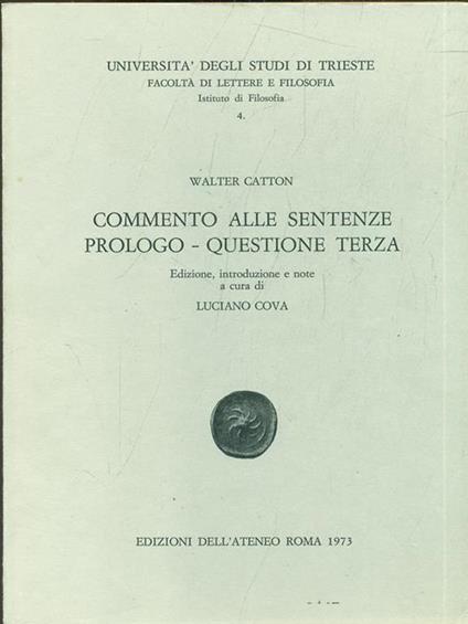 Commento alle sentenze - Walter Catton - copertina