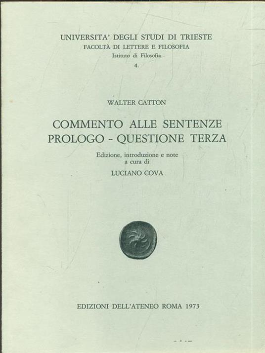 Commento alle sentenze - Walter Catton - copertina