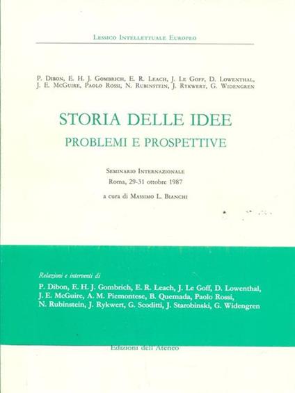 Storia delle idee problemi e prospettive - Massimo L. Bianchi - copertina